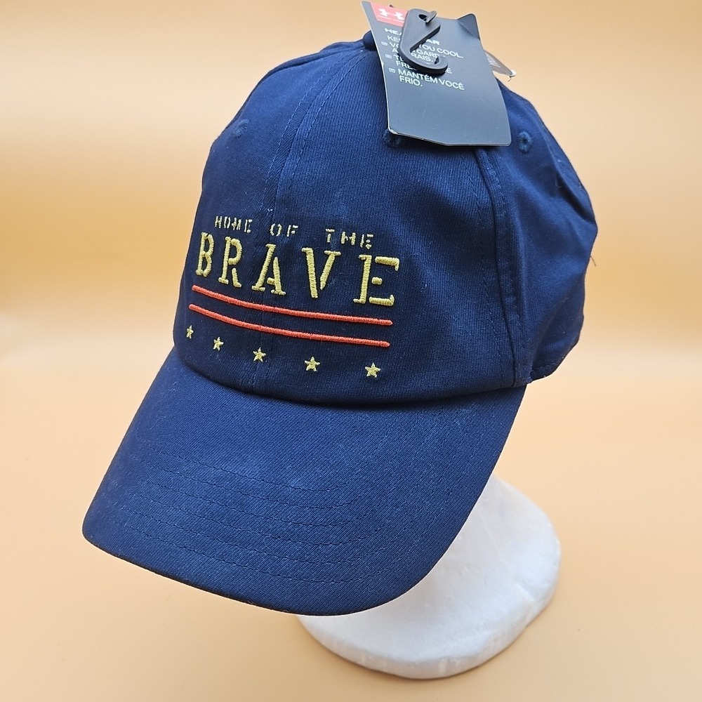 Under Armour Project Rock Home Of The Brave Hat Cap Strapback Free Fit Blue‎ NWT